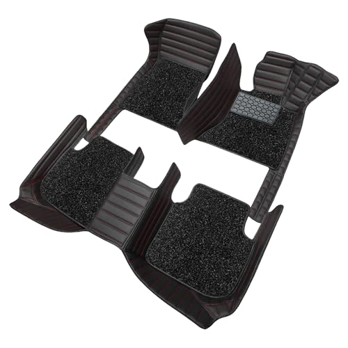 Image of Antiskid Premium 9D Car Mat Full Set for Vinfast VF 7 2026 | Luxury Leather Dual-Stitch Full Set 9D Car Floor Mat || 100% Waterproof ||Color: Black Red