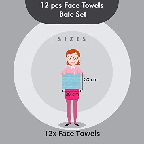 Todd Linens 12-Piece Bale Face Towel Gift Set  500 GSM 100% Double Looped Cotton Soft & Absorbent Washcloth (Cream)