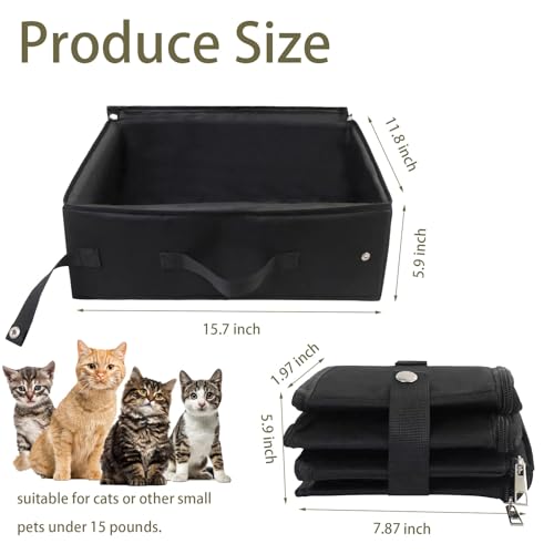 Caja de arena portátil para gatos pequeña plegable con tapa y asa miniatura 2
