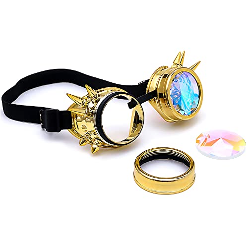 Image of 3-5 Days Delivery Kaleidoscope Rave Rainbow Crystal Lenses Steampunk Goggles