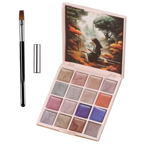 Esmalte de uñas de gel sólido – Esmalte de uñas de gel sólido con paleta de ojos de gato, 16 colores, brillante y colores caramelo, diseño de uñas magnético portátil, kit de manicura para mujeres y