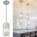 zhllmq Chrome Pendant Lighting Modern Pendant Light Mini Crystal Chandeliers Adjustable Pendant Light Fixture for Kitchen Island Dinning Room Corridor Bedroom(Chorme 2-Pack)
