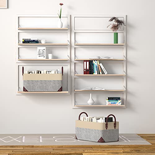 2 Pack Storage Baskets For Organizing- Foldable Storage Bins For Shelves Decorative Storage Bins Basket Linen Fabric Storage Basket With Steel Frame And Pu Leather Handles #TOP5