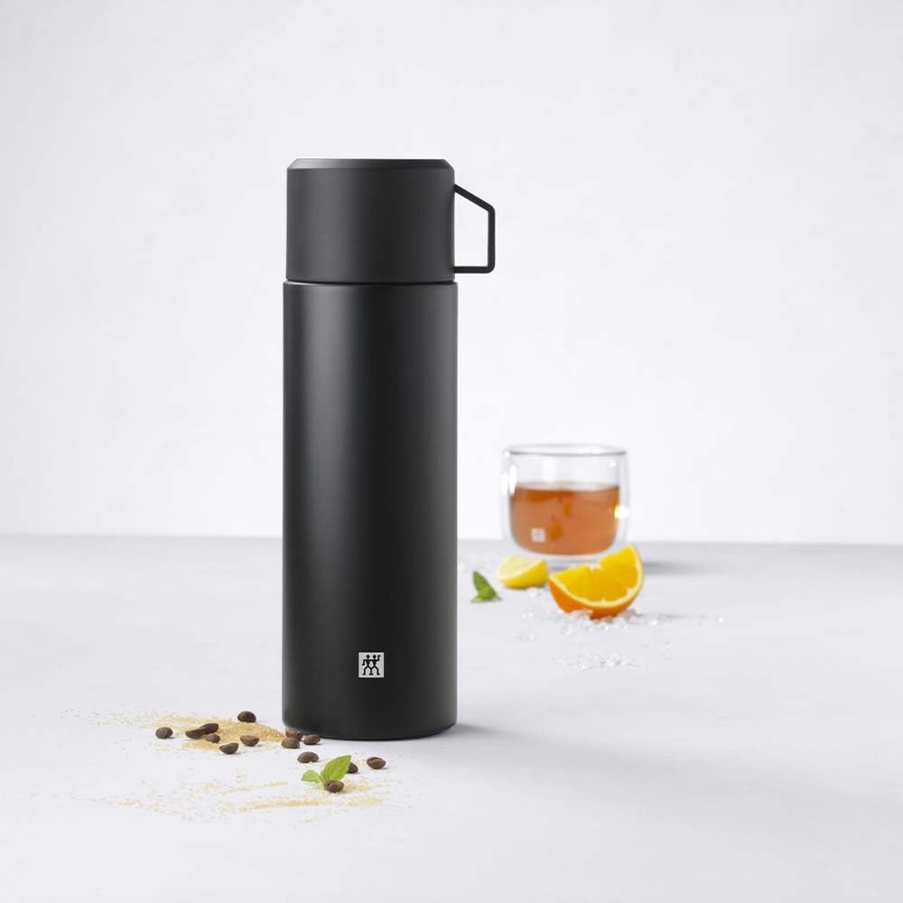 Zwilling Termos, Entegre Fincan, Termos Sürahi, Çift Duvarlı Yalıtım, 1 Litre, Siyah