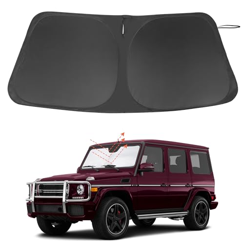 Image of Windshield Sun Shade Custom Fit for 1990-2018 Mercedes Benz G W463 G550 G55 G63 G65 Accessories(Not for 2019-2021 Mercedes Benz G Class) Accessories Foldable Sunshade Keep Car Cooler