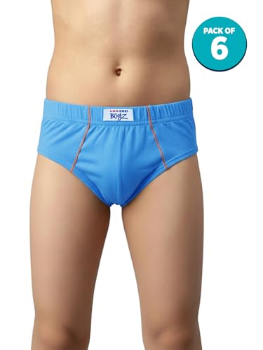 Image of Lux Cozi Boy's Super Combed Cotton Inner Elastic Solid Brief with Ultra Soft Waistband | Brief for Kids | Pack of 6