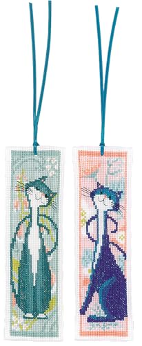Image of Vervaco Bookmark Counted Cross Stitch kit Flower Cats Set of 3, 6x20cm, DIY