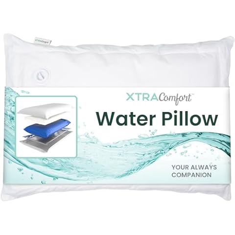 Xtra-Comfort Water Pillow for Sleeping (26”x18”) - Pillow for Side, Back Sleepers with Neck, Shoulder Pain - Night Sweats Cool Soft Memory Foam Pillow Cover