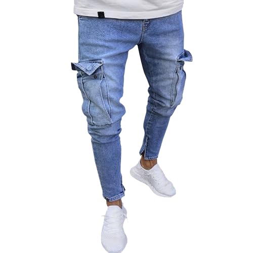 Men's Camouflage Slim Fit Jeans Skinny Casual Camo Cargo Jean Multi Pocket Comfort Flex Waist Denim Pants - Main Image