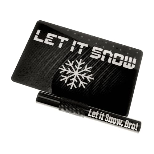 M&M Smartek Alu Röhrchen Set in schwarz/geriffelt (70mm) mit Laser Gravur und Hack-Karte - Carbon Look im EC-Karten Format (LET IT Snow Bro!)