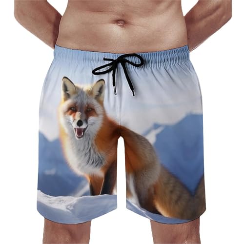 Mens Swim Trunks with Mesh Lining Fox Drawstring Beach Shorts Quick Dry Board Shorts3