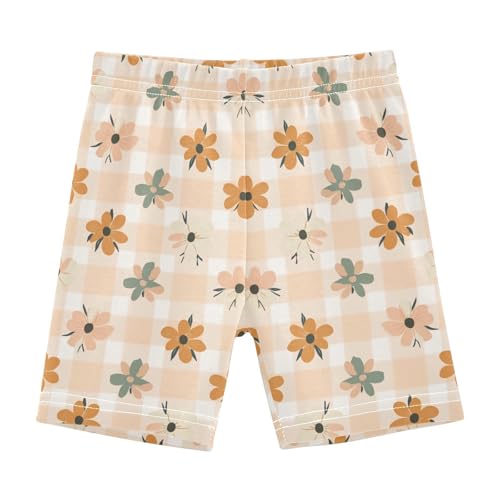 Sletend Flower Check Soft Cotton Girls' Shorts Lightweight Elastic Waist Shorts for Summer Fun Ideal for Layering or Daily Outfits Available in 4T to 10Y