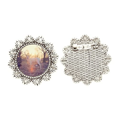 Broche de plata original flor de oveja forestal medium para regalo