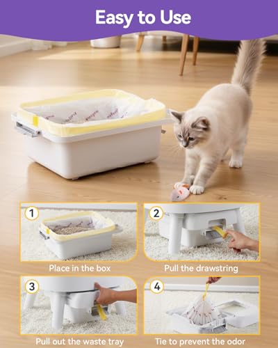 Image of 120 Count Automatic Cat Litter Box Liners Compatible with PetPivot AutoScooper 11 /12 and Similar Open Top Self Cleaning Litter Box, Heavy Duty Cat Litter Bags Liners with Drawstring, 25.19 inch x 11.8 inch