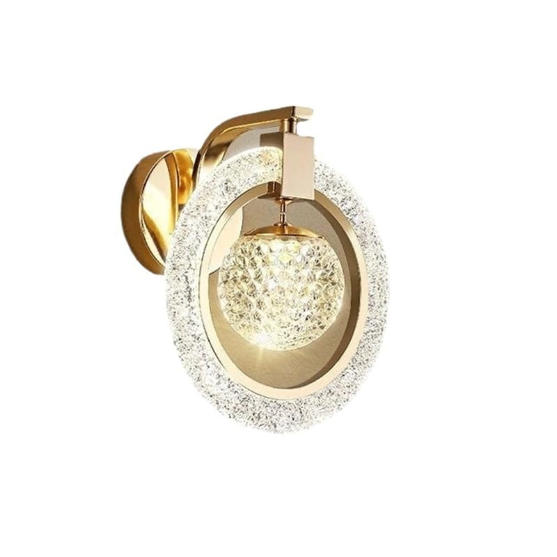 QTANZIQI Wall Lamps Sconces Bedroom Hardware Acrylic Wall Lights for Dinning Room Gold Circle Living Room Decoration Light Fixture Ring Cristal LED 10W Bedroom Wall Sconce