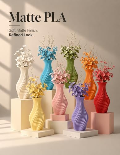 Image of 250g Matte PLA Filament 1.75mm Bundle, 3D Printer Filament, Premium Matte Finish, Low Reflection Surface, 250g Spool, 8 Rolls, Bone White+Red+Yellow+Olive Green+Sea Salt Blue+Orange+Purple+Pink