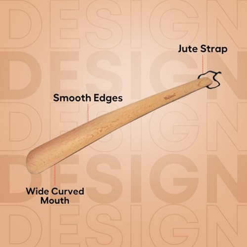 Image of Helios Bamboo Shoe Horn | Long Handle Shoe Horn for Easy Wearing | Wooden Shoe Helper Stick | Shoe Wearing Aid for Men & Women | Durable Comfort Grip (Small /Medium /Large)