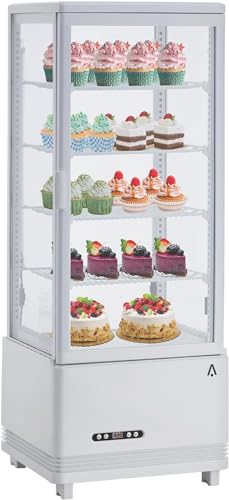 Image of GarveeLife Commercial Display Refrigerator, 3.4 Cu.Ft. Pastry Display Case for Bakery with LED, Frost-Free, Sliding Door, Commercial Fridge Display Case for Cafe and Restaurant, 4-Tier Design, White
