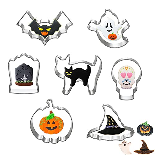 Voiakiu Mini galletas Halloween, duradero, acero inoxidable, regalo para amigos la familia, lápida, para sándwich, herramienta para tortitas, fondants