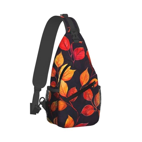 Bolso cruzado con estampado hojas otoñales para mujer y hombre miniatura 2