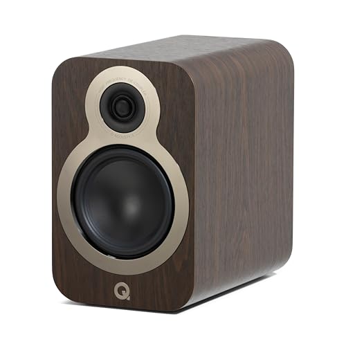 Image of Q Acoustics 3020c Bookshelf Speakers Pair Claro Walnut - 2-Way Reflex Enclosure Type, 4.75" Bass Driver, 0.9" Tweeter - Stereo Speakers/Passive Speakers for Home Theater Sound System