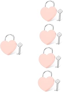 NOLITOY 5pcs Heart Lock Pink Suitcase Backpack Suitcase Metal Locker Heart Lock and Key Heart Lock with Key Small Heart Luggage Padlocks Small Locker Padlocks Locker Locks Pink Medium