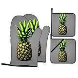 Matériau du produit : nos gants et tapis résistants à la chaleur avec motif ananas sont fabriqués en tissu polyester pour protéger vos mains et vos bras et réduire les brûlures.