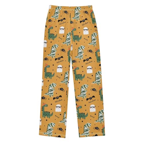 ZZXXB Halloween Dinosaur Bat Boys Long Pants Soft Trousers Elastic Waist Kids Lounge Bottoms with Pockets S-XL