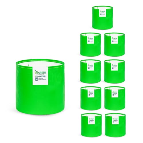 Image of HDPE Grow Bags for Plants 12X18 Inch (Pack of 10) | 260 GSM Heavy Duty UV-Protected Round Green Colour Plant Bags for Terrace and Vegetable Gardening | Strong & Reusable|