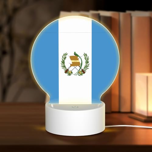 PHAYAH Luz nocturna con patrón de bandera de Guatemala, base LED redonda con cable USB ajustable, 3 colores para adultos, habitación infantil y dormitorio