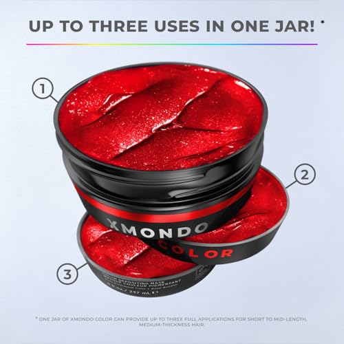 Image of XMONDO Color Super Red Depositing Mask, Hair Dye, 8 Fl Oz | Semi-Permanent, Infused with Bond Booster & Hyaluronic Acid for Nourishment, Revitalization & Repair, Vegan Formula