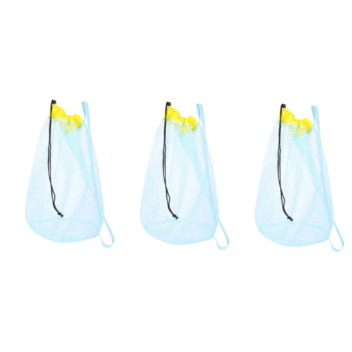 Sac de plage en maille filet de rangement portable pour jouets de sable bleu