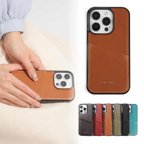CIBOLA 高級牛革 iPhone15 Plus 用 ケース 本革 アイフォン15 プラス 対応 カバー 革 スマホケース 軽量 薄い バンパーケース カードポケット付き 耐衝撃 (ブラウン)