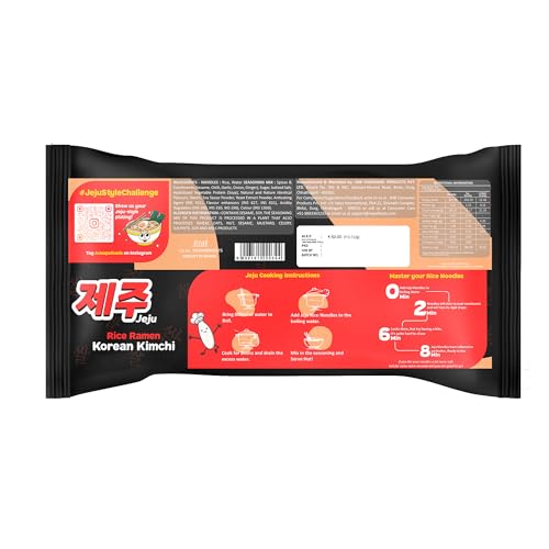 Image of Jvapa Jeju Rice Noodles - Naturally Gluten Free, Made with 100% Rice, Combo with Instant Noodles 540g (Korean Flavours with Seasoning) | Super Spicy KoreanKimchi & KoreanCheese