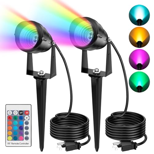 WEYANG RGBW LED Color Changing Landscape Lights,15W Outdoor Waterproof Spotlights