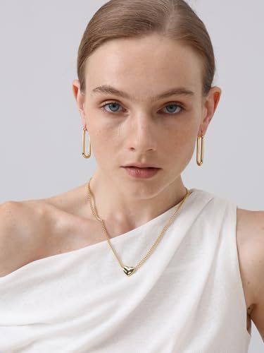 Image of FRUMOS 18K Gold Plated Chunky Hoop Earrings for Women Fashion Thick Gold Hoops Set Jewelry for Birthday Christmas Gifts