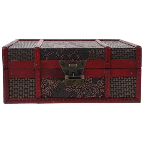 JEWEDECO 収納用木製ボックス 耐久性のあるアンティーク調装飾収納ケース 大容量証書や宝飾品ホルダー付き長方形木箱