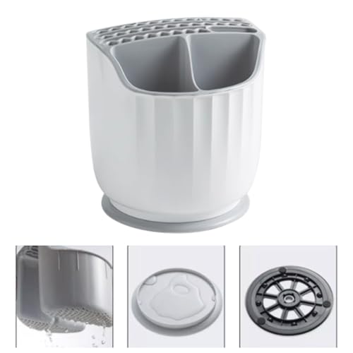 plplaaoo Rotating Utensil Holder Multiple Compartments Plastic Kitchen Counter Knife Chopstick Rack Organizer for Cooking Utensils and Easy to Maintain 19.5 x 21.9cm - Image 4