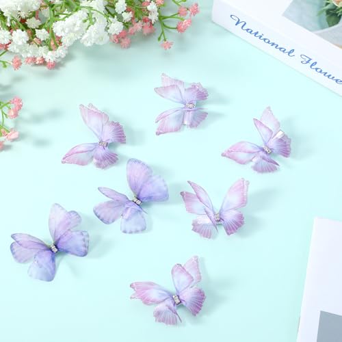 20 Pzs Pinzas Mariposa Morado Brillo Realista miniatura 3
