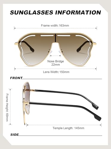 Trendy Womens Sunglasses Oversize Sunnies, 69mm UV400 Protection Lens Metal Frame Butterfly Shades(98271)3