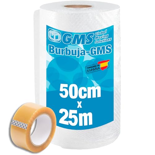 GMS   Rollo Burbuja 50cm x 25m + Precinto   Rollo Burbuja Mudanza   Rollo Burbuja Embalaje   Burbuja Mudanza, Envio y Embalaje   Papel Burbuja (50cm x 25m+Precinto)