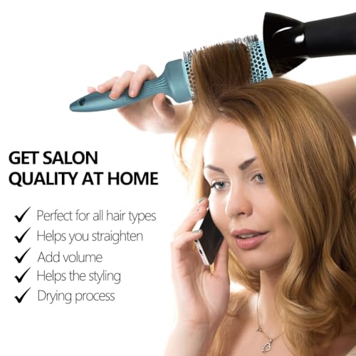 Aozzy 5pcs Hair Drying Brush Round Set, Pottery Lonic Round Hair Brush Set for Blow Drying Curling - Image 3