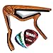 WINGO Classical Flat Guitar Capo for Nylon String Guitars-Rosewood Finish with 5 Picks.