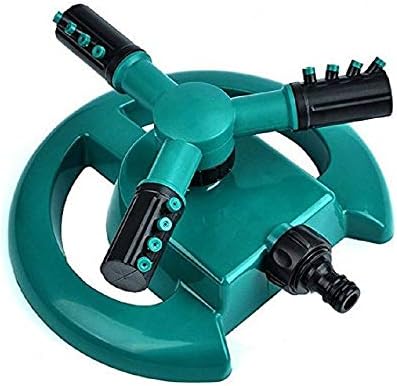 YOTIPP Lawn Sprinkler, 360°Automatic Rotating Portable Garden Sprinkler 3 Arm Sprayer, Adjustable Garden Water Sprinklers Lawn Irrigation Watering System- Water Up to 3,600 Sq. Ft. Coverage