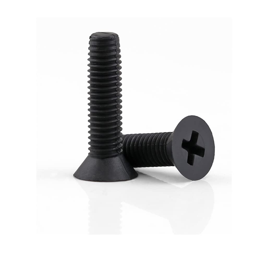 Viti a Testa Svasata a Croce in Nylon, Viti a Testa Piatta in Plastica, Nero, M3x12 mm,100 Pezzi