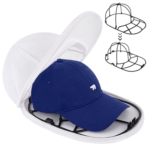 Acsatont Lave Casquette de Baseball, Cage de Lavage Pliable, Support de Protection pour Casquette de Baseball avec Cadre de Lavage, Chapeaux Cage de Nettoyage pour Chapeau de Baseball