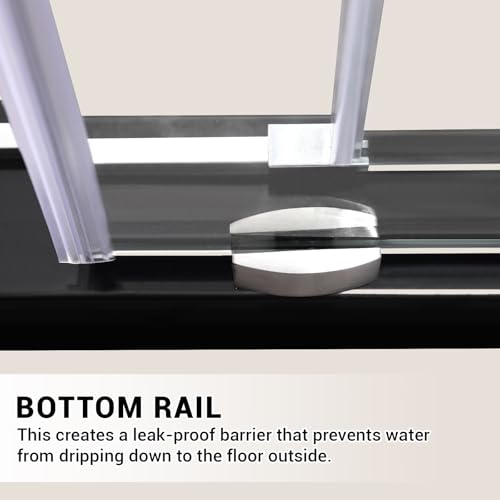 Image of Modern 60 inch w x 76 inch h (10Mm) Frameless Double Sliding Shower Door, Tempered Glass Shower Doors, Easy Installation for Walk-in Showers, Square Tube Nickel Brushed