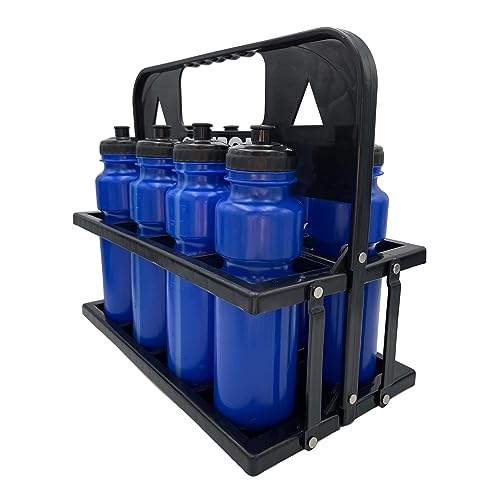 RHINOS sports Juego de 8 botellas de 750 ml con soporte, color azul