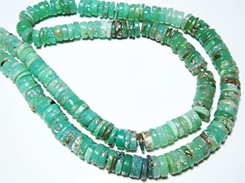 Chrysoprase perles forme galet plat lisse 7mm couleur verte