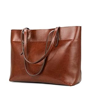 Kattee Vintage Genuine Leather Tote Shoulder Bag for Women Satchel Handbag with Top Handles